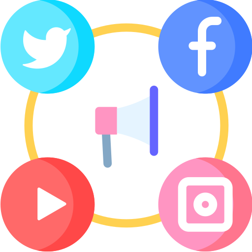 A circle of social media logos representing social media marketing